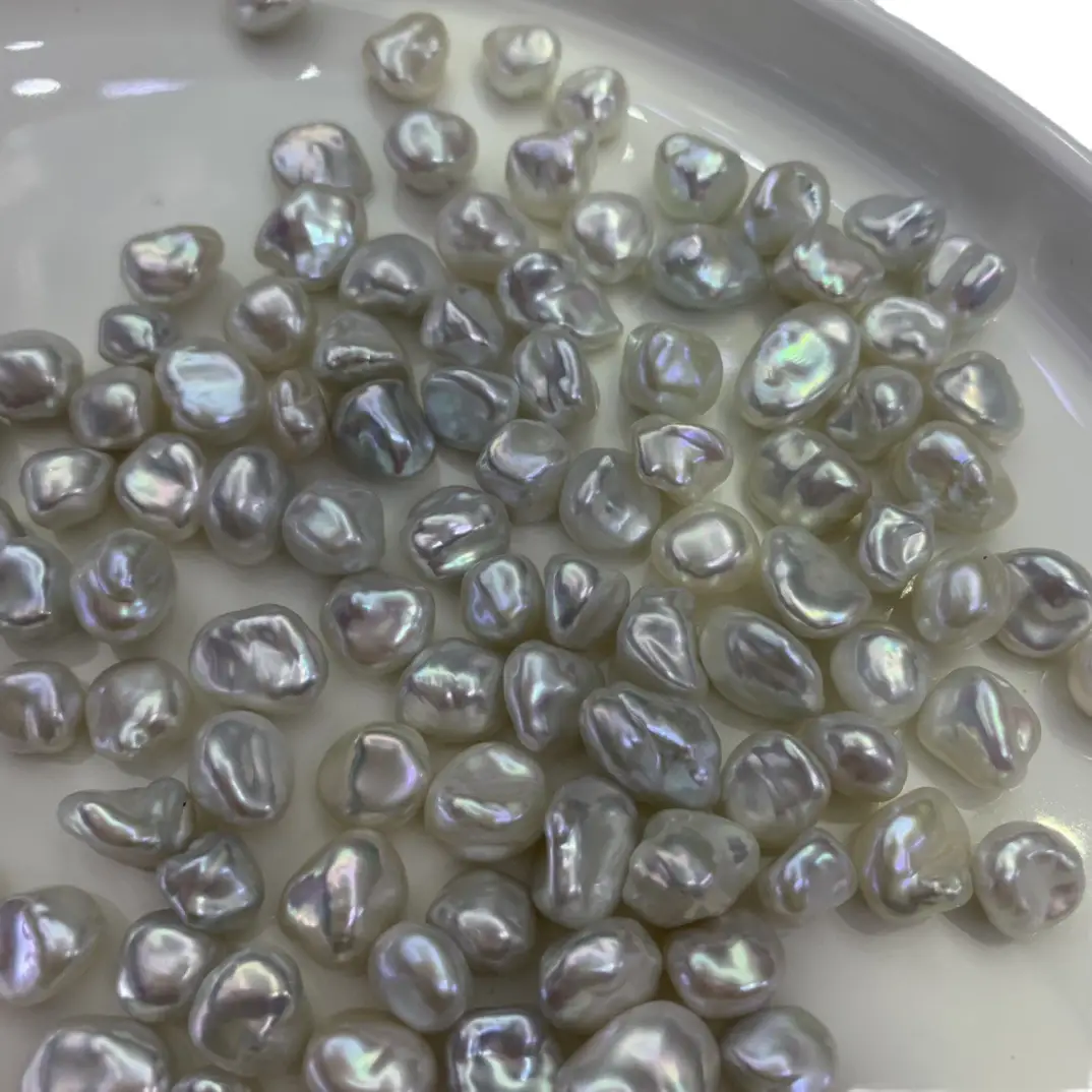Nearly Flawless Silver Beads 9-10mm Baroque Pendant - Image 5