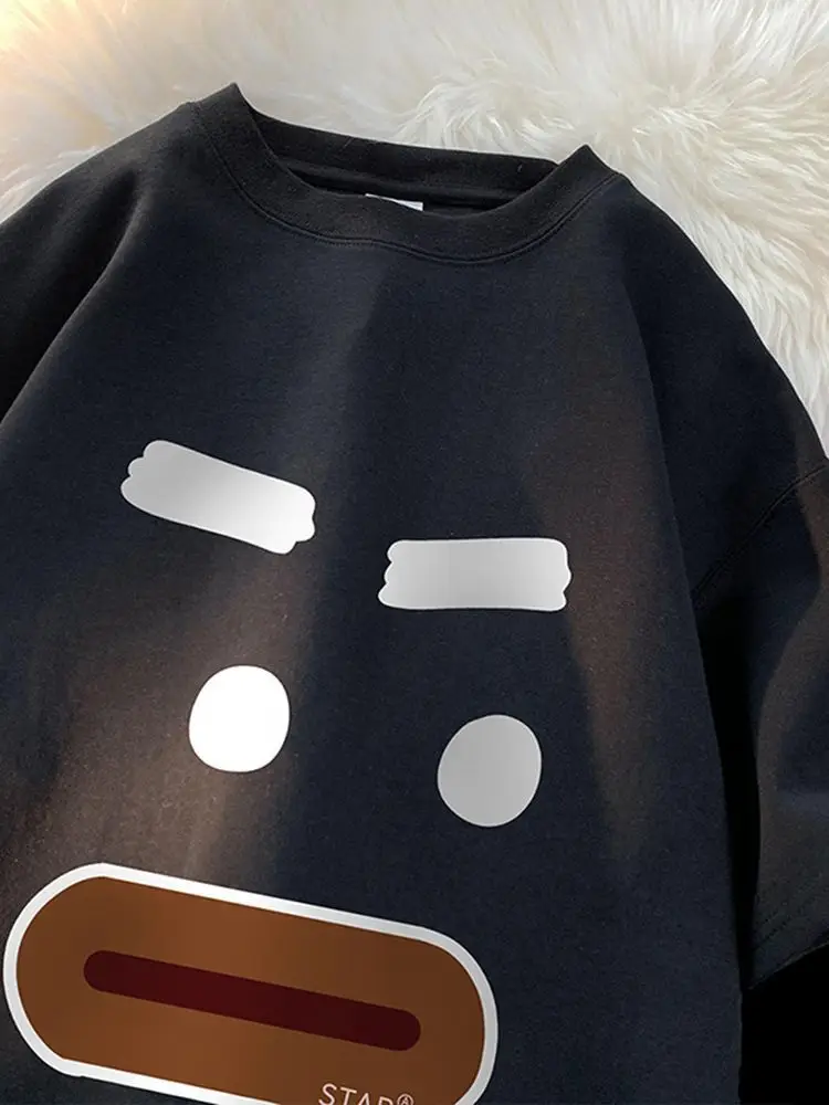 Men Graphic T-Shirt Black Loose Fit Casual Wear - Image 11