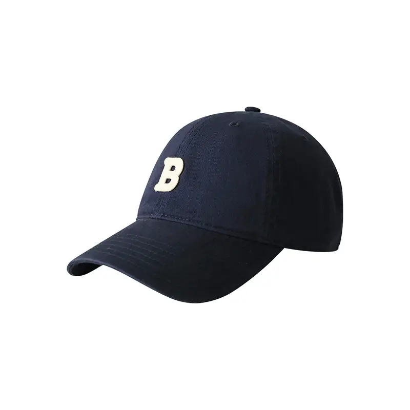 Stubble Baseball Cap Black Wide Brim Cotton