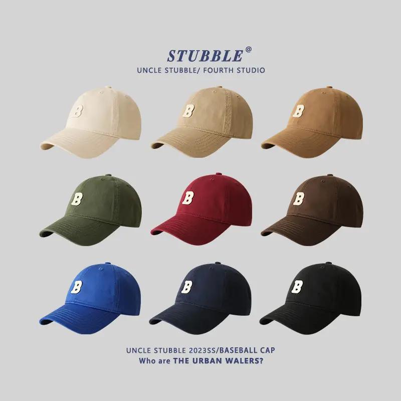 Stubble Baseball Cap Black Wide Brim Cotton — feature 1