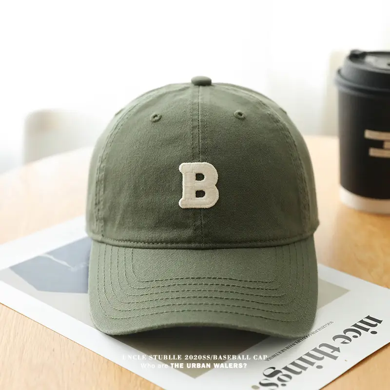 Stubble Baseball Cap Black Wide Brim Cotton — feature 11