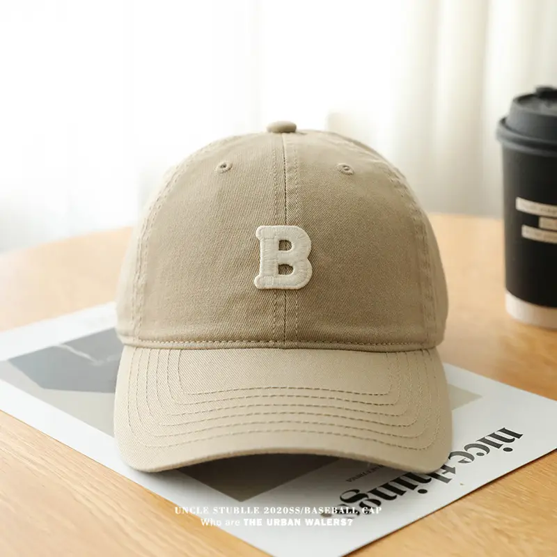 Stubble Baseball Cap Black Wide Brim Cotton — feature 6