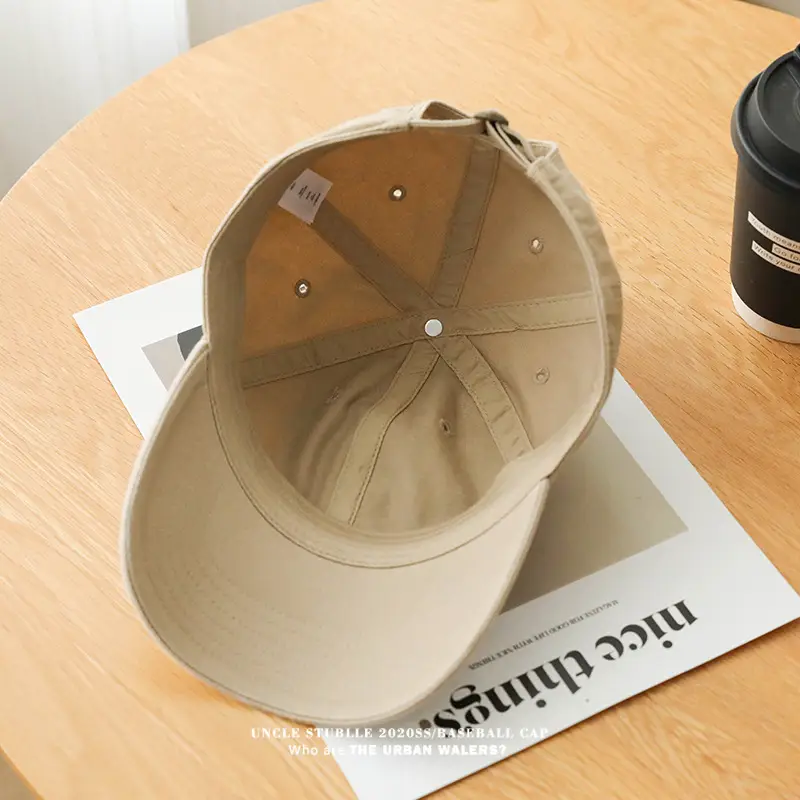 Stubble Baseball Cap Black Wide Brim Cotton — feature 7