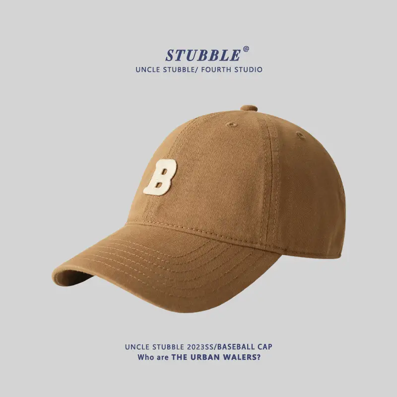 Stubble Baseball Cap Black Wide Brim Cotton