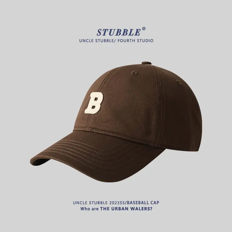 Stubble Baseball Cap Black Wide Brim Cotton