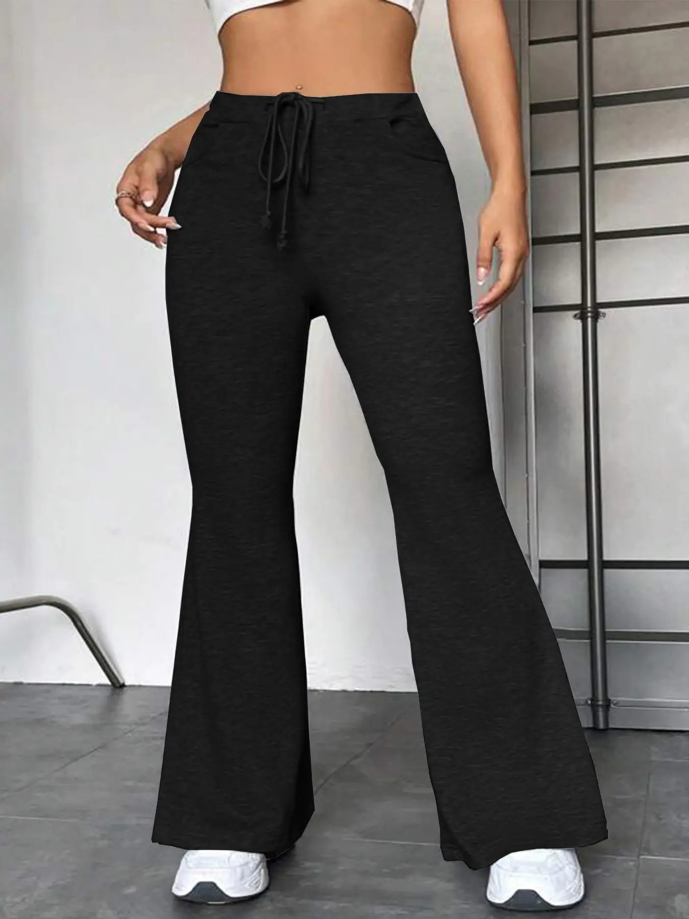 Black Bell Waist Women's Yoga Pants for Outdoor Wear - Image 6