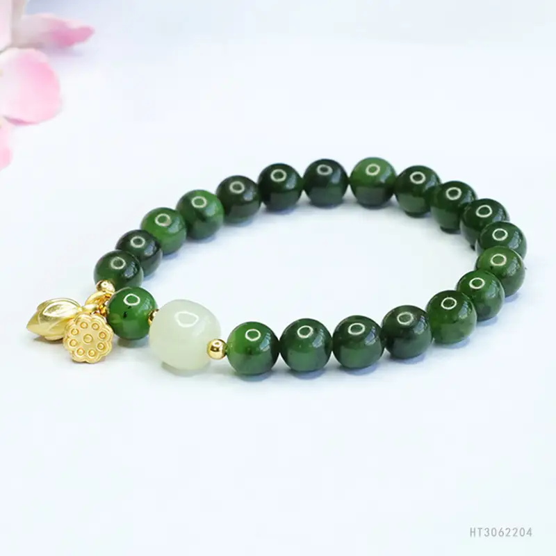 Green Jade Jasper Bracelet for Women Two Generations of Joy