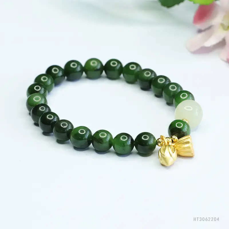 Green Jade Jasper Bracelet for Women Two Generations of Joy
