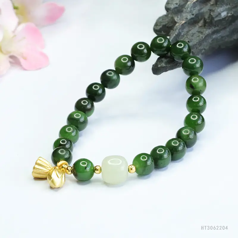 Green Jade Jasper Bracelet for Women Two Generations of Joy
