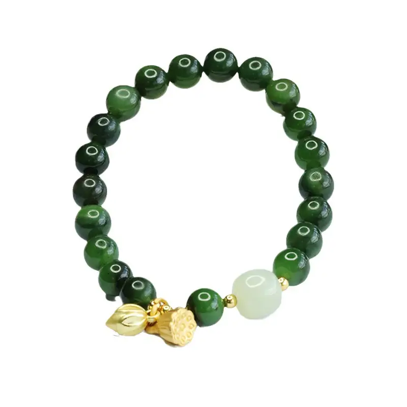 Green Jade Jasper Bracelet for Women Two Generations of Joy