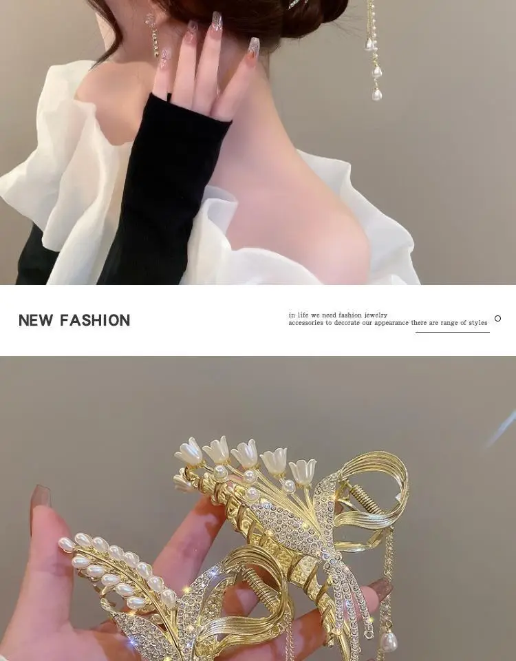 Chinese Style Pearl Rhinestone Fairy Grip Ring — feature 3