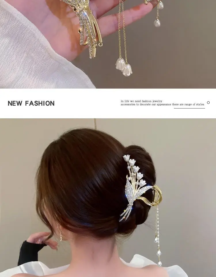 Chinese Style Pearl Rhinestone Fairy Grip Ring — feature 4