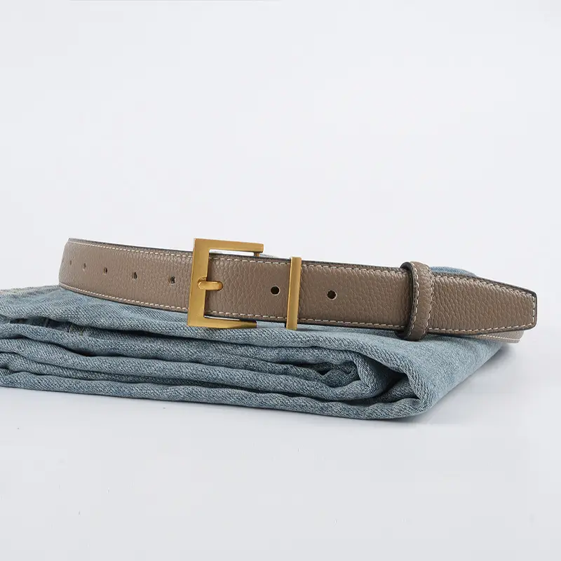 Women's Genuine Leather Belt Mustard with Buckle - Image 19