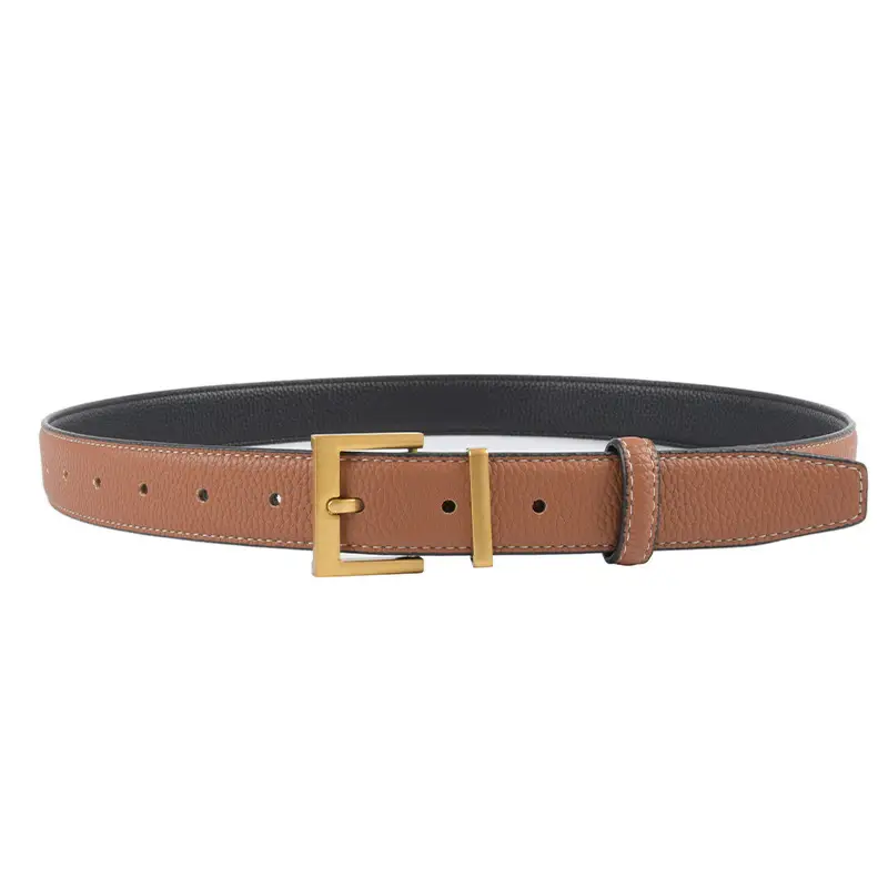 Women's Genuine Leather Belt Mustard with Buckle - Image 21