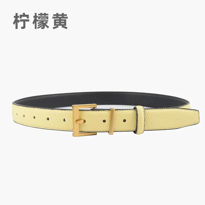 Women's Genuine Leather Belt Mustard with Buckle - Image 10