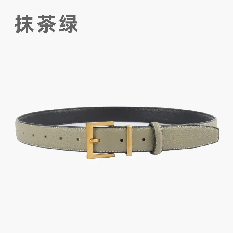 Women's Genuine Leather Belt Mustard with Buckle - Image 11