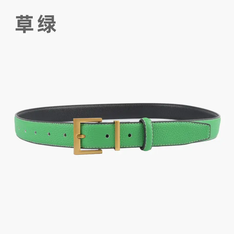 Women's Genuine Leather Belt Mustard with Buckle - Image 13