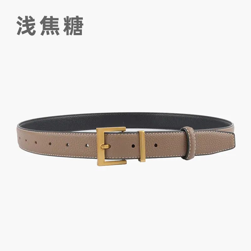 Women's Genuine Leather Belt Mustard with Buckle - Image 15