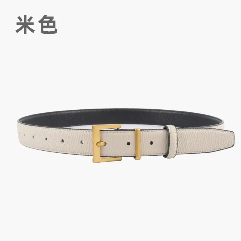 Women's Genuine Leather Belt Mustard with Buckle - Image 2