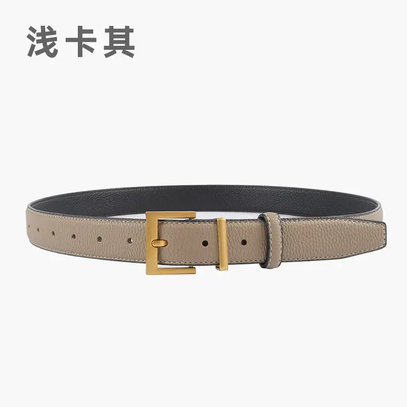 Women's Genuine Leather Belt Mustard with Buckle - Image 4
