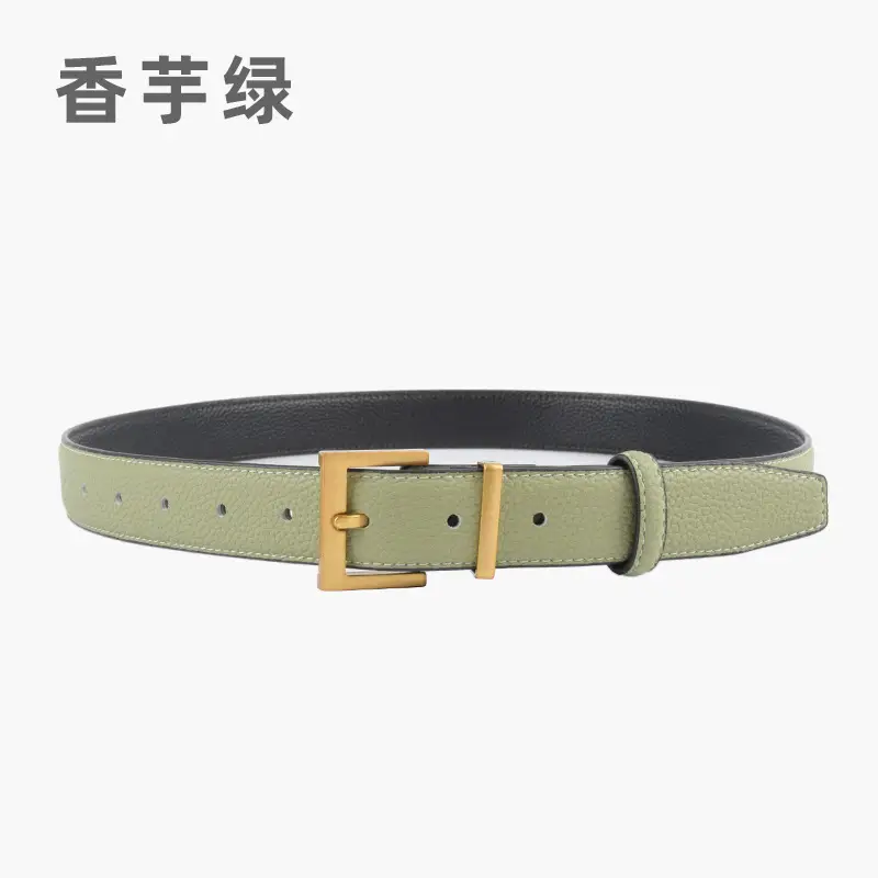 Women's Genuine Leather Belt Mustard with Buckle - Image 5