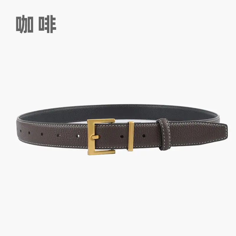 Women's Genuine Leather Belt Mustard with Buckle - Image 6