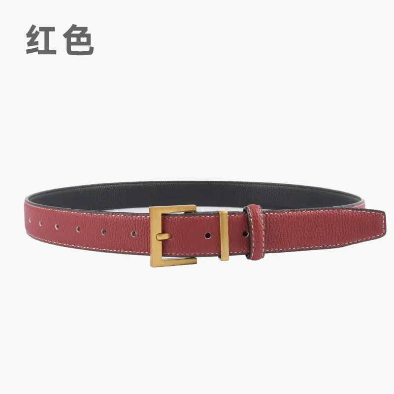 Women's Genuine Leather Belt Mustard with Buckle - Image 9