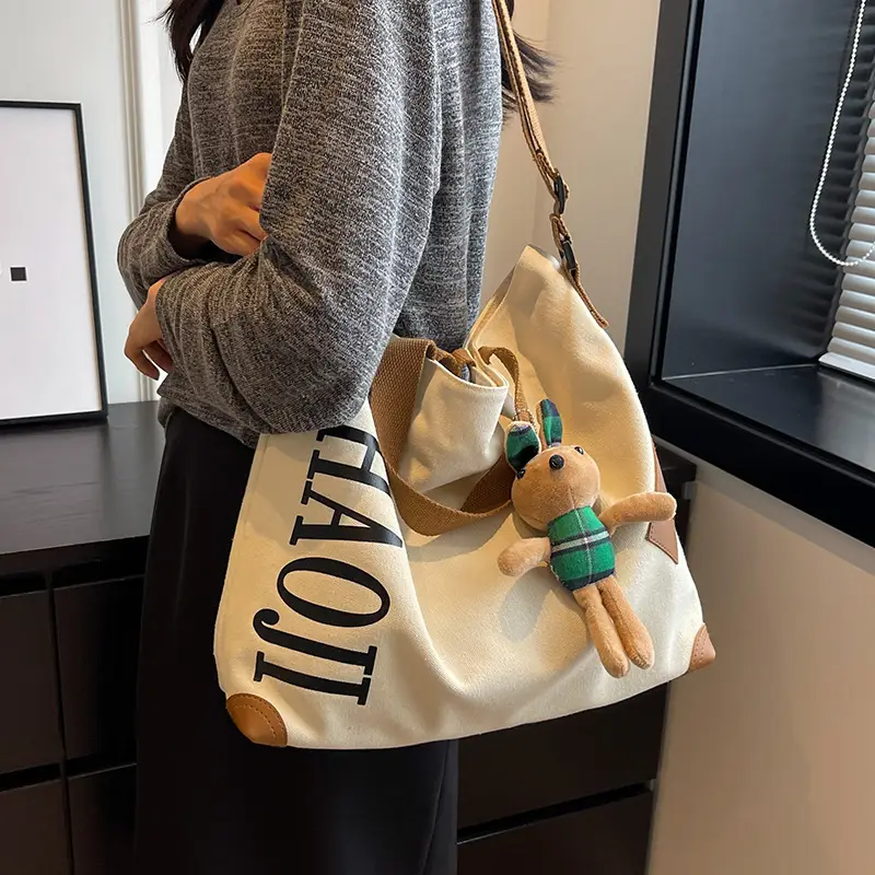 Green Canvas Shoulder Bag Women Large Capacity 2023 - Image 12
