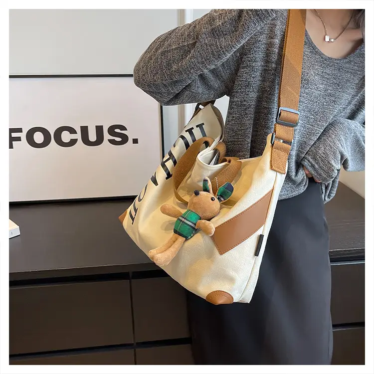 Green Canvas Shoulder Bag Women Large Capacity 2023 — feature 13