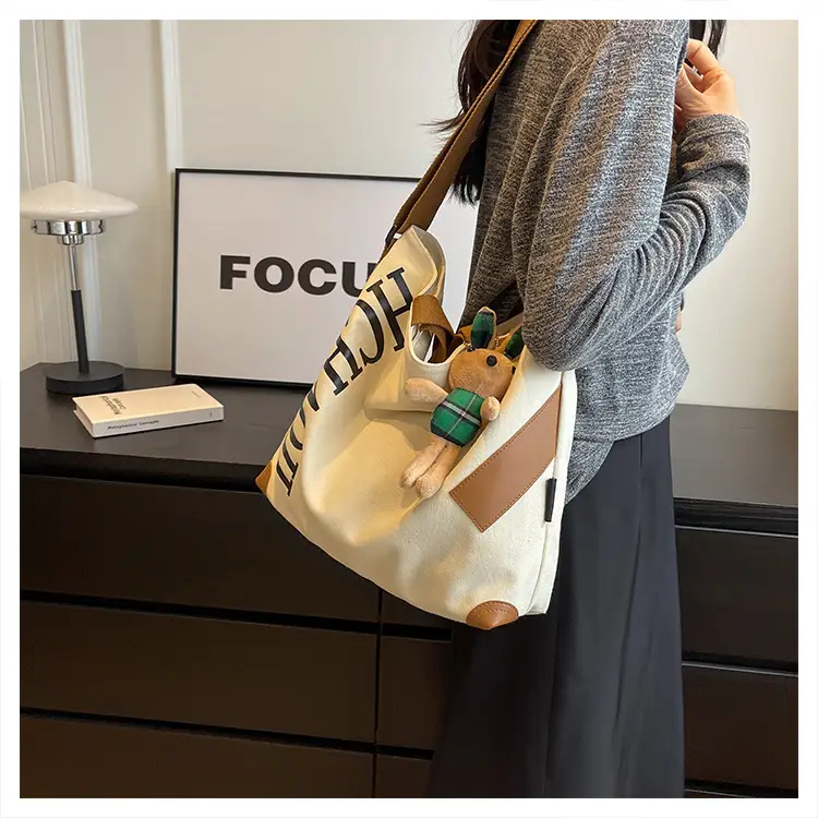 Green Canvas Shoulder Bag Women Large Capacity 2023 — feature 14