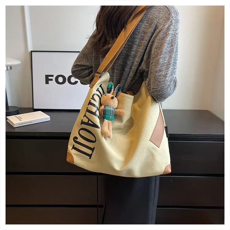Green Canvas Shoulder Bag Women Large Capacity 2023 — feature 17