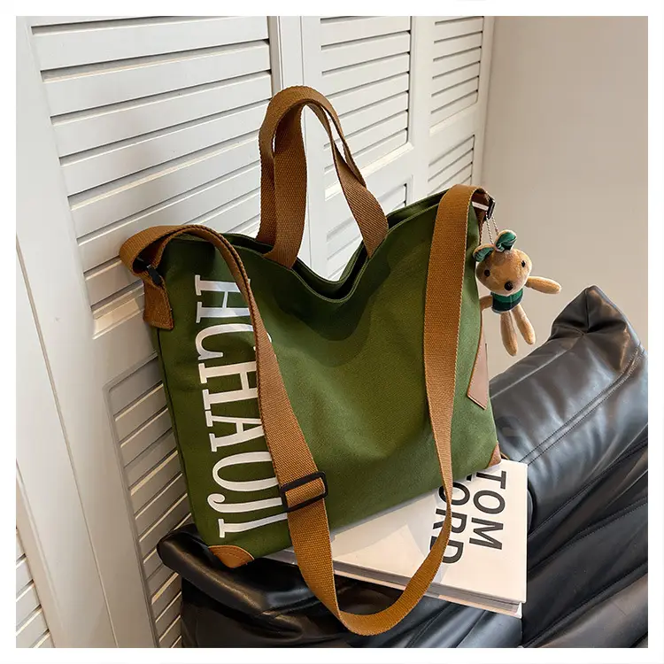 Green Canvas Shoulder Bag Women Large Capacity 2023 — feature 24
