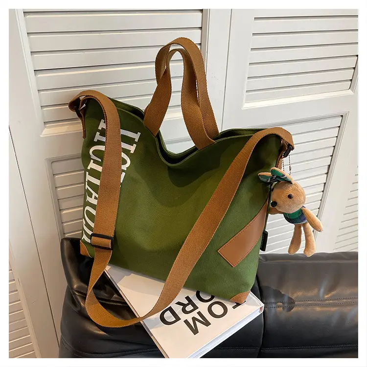 Green Canvas Shoulder Bag Women Large Capacity 2023 — feature 25
