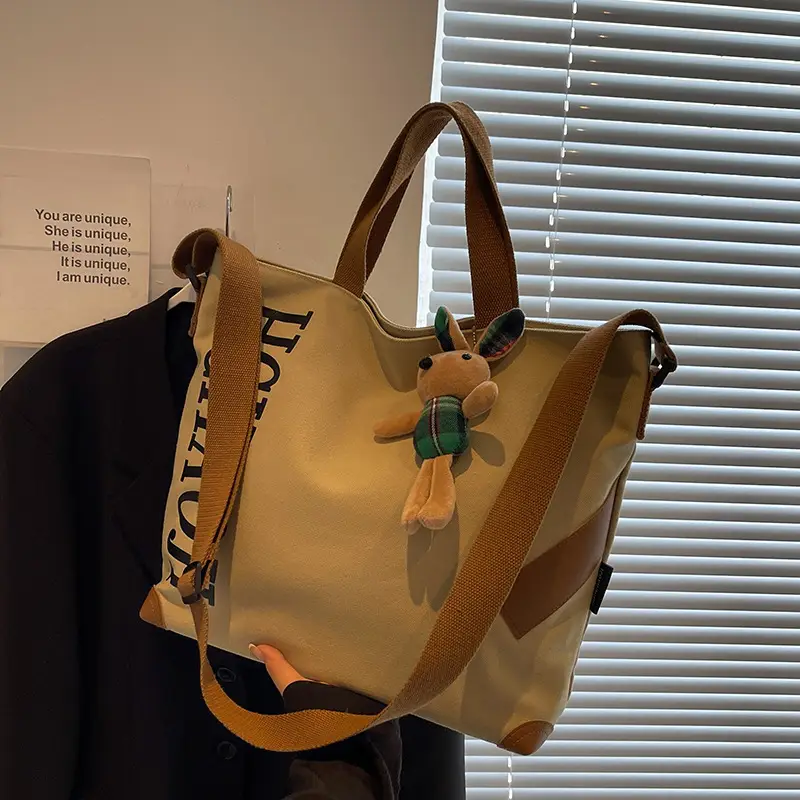 Green Canvas Shoulder Bag Women Large Capacity 2023 - Image 2