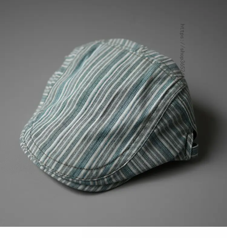 Vintage Striped Cap for Men Women Street Casual All Match — feature 1