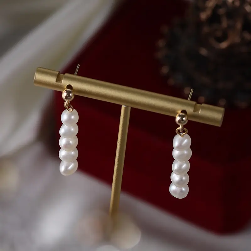 Pearl Earrings European American Style Copper Gold Plated 925 Silver - Image 3