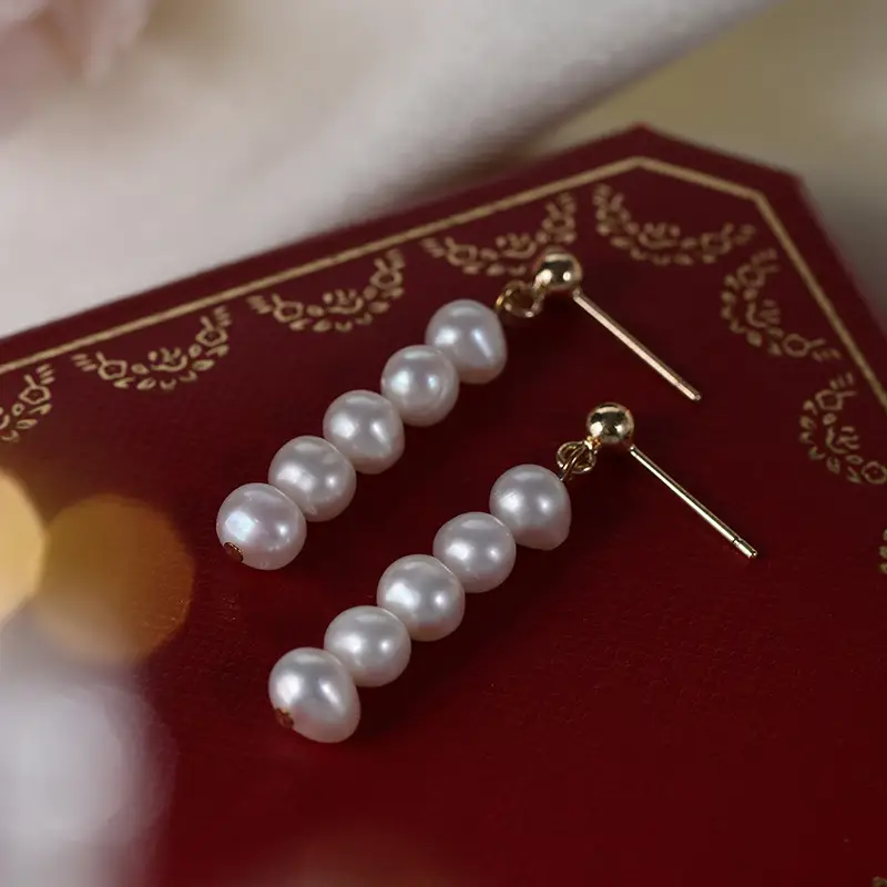 Pearl Earrings European American Style Copper Gold Plated 925 Silver - Image 5