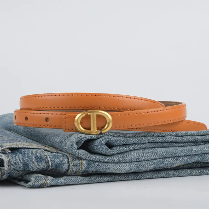 New Leather Ladies Belt with Gold Logo - Image 21