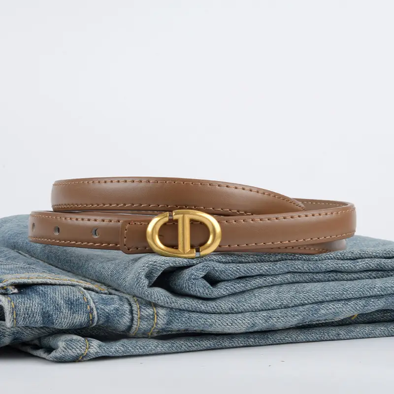 New Leather Ladies Belt with Gold Logo - Image 22