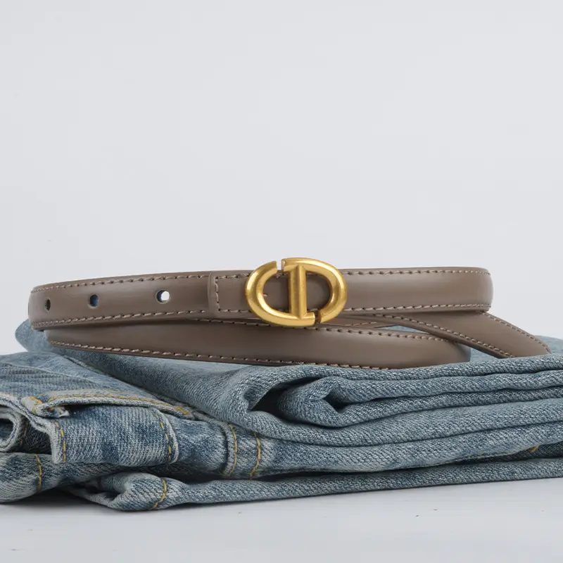 New Leather Ladies Belt with Gold Logo - Image 23