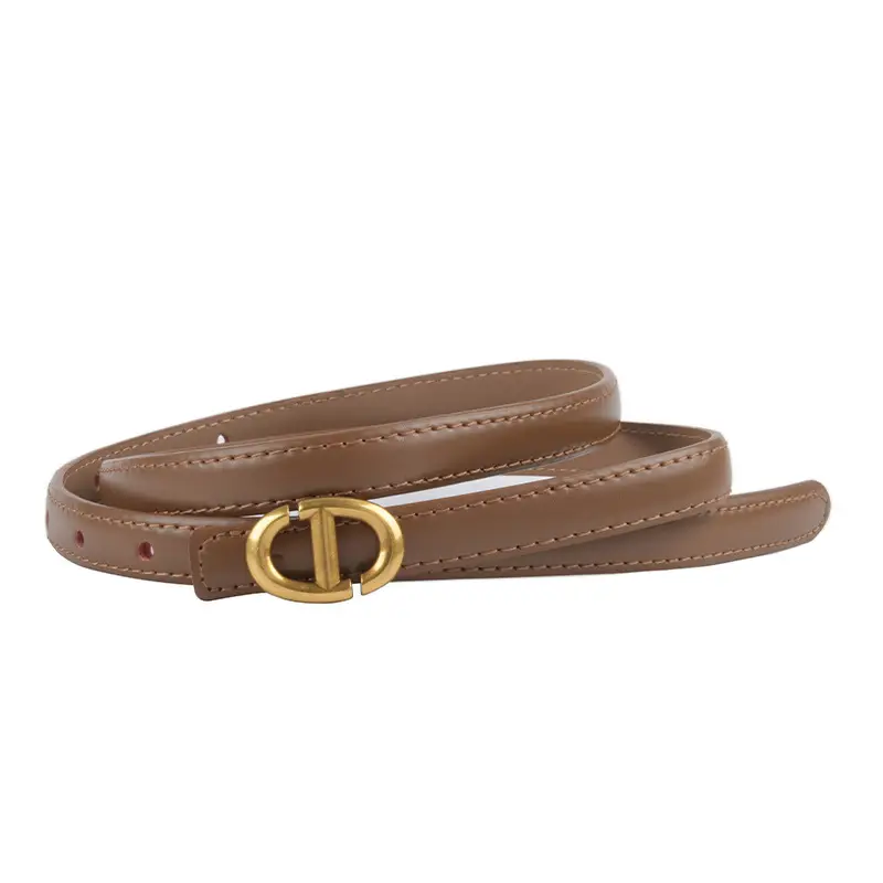 New Leather Ladies Belt with Gold Logo - Image 24