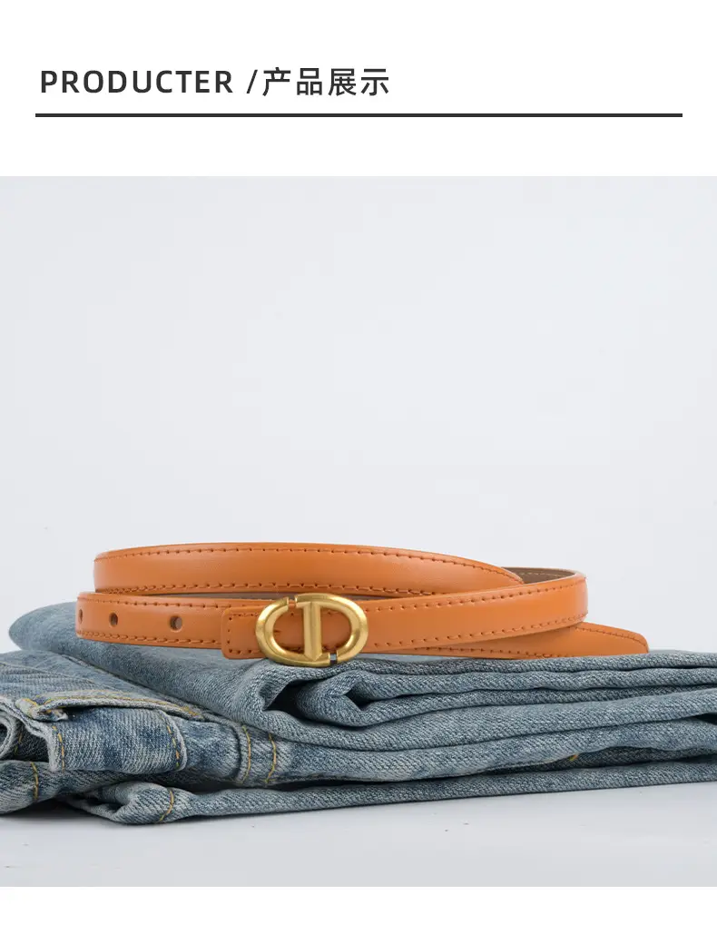 New Leather Ladies Belt with Gold Logo β feature 10