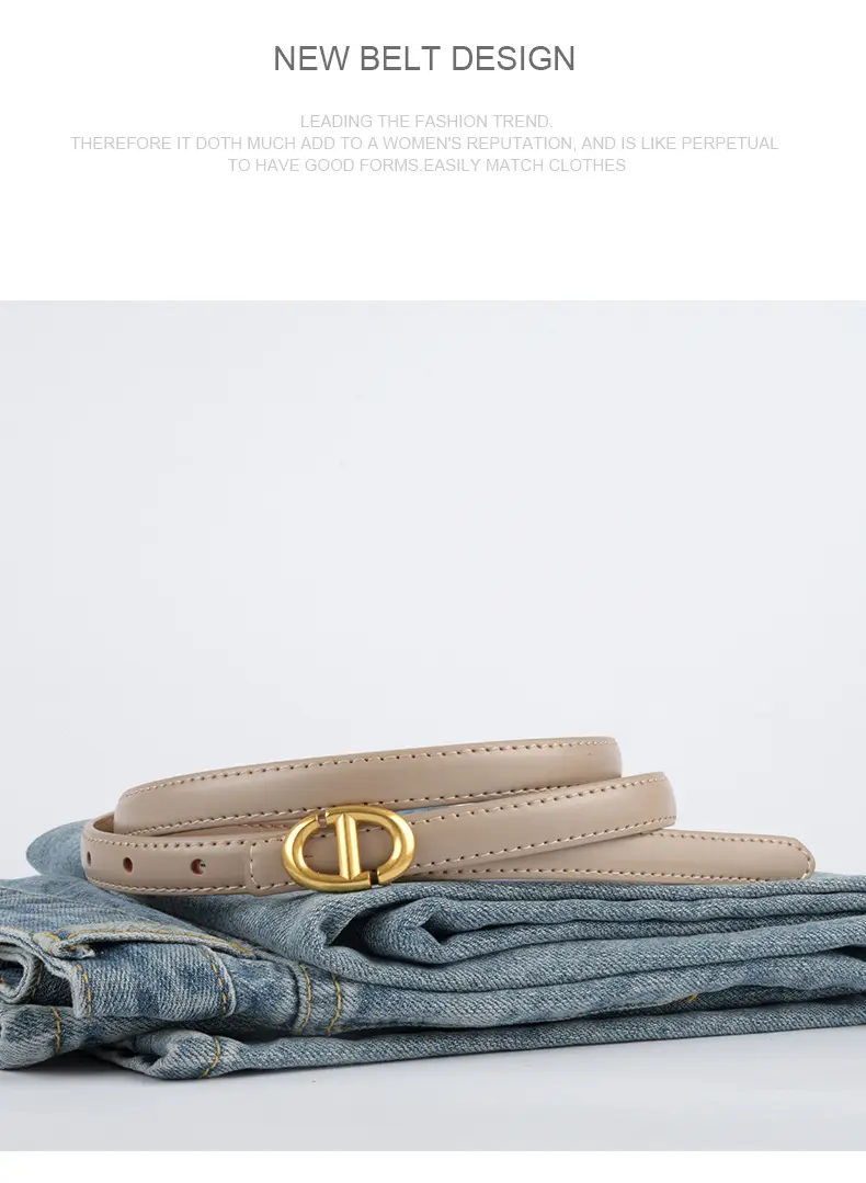 New Leather Ladies Belt with Gold Logo β feature 11