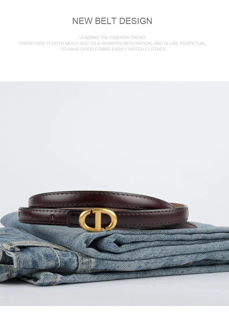 New Leather Ladies Belt with Gold Logo β feature 12