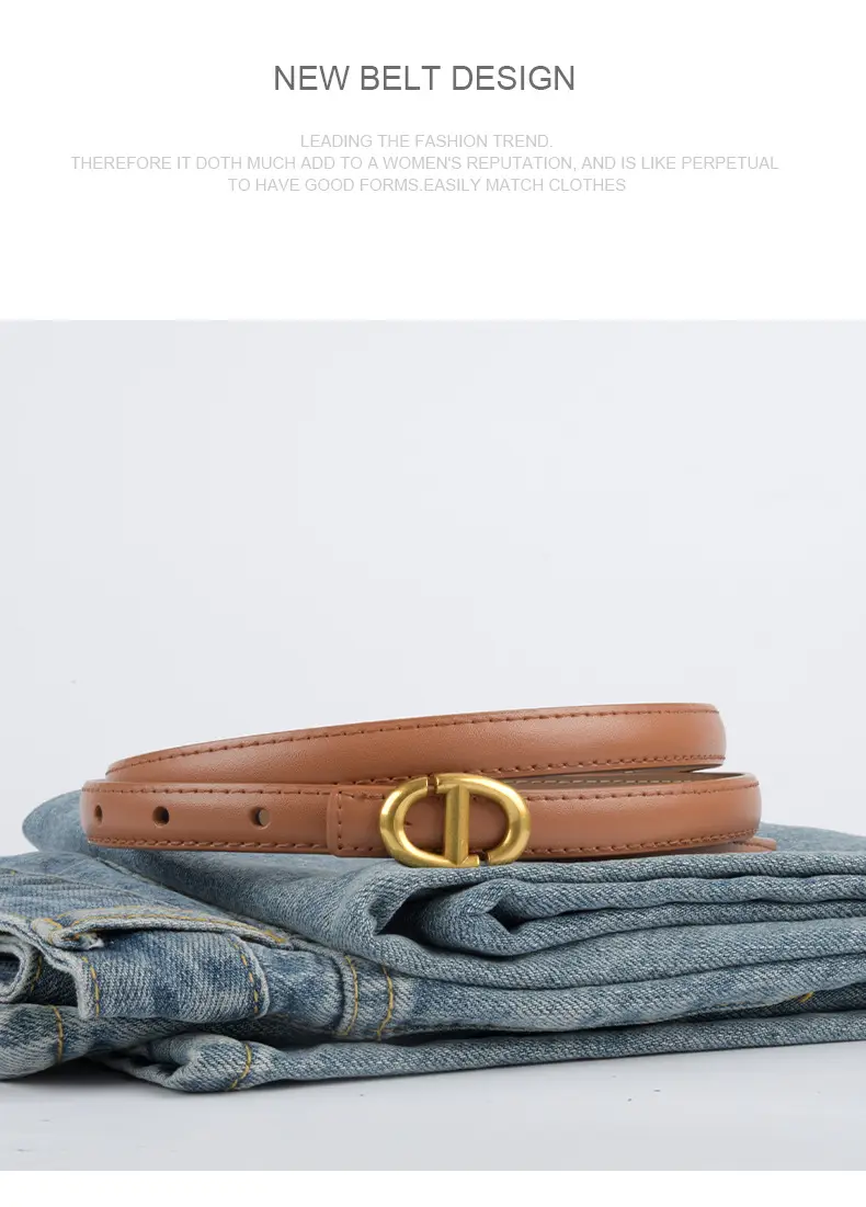 New Leather Ladies Belt with Gold Logo β feature 13