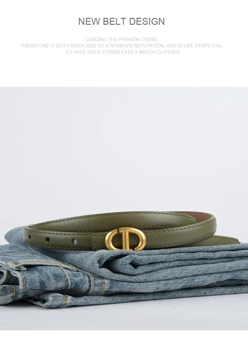 New Leather Ladies Belt with Gold Logo β feature 14