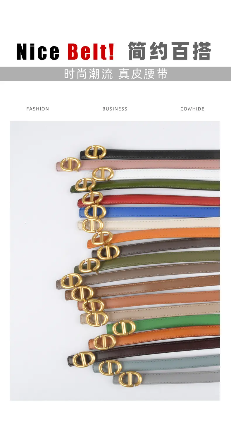 New Leather Ladies Belt with Gold Logo β feature 4