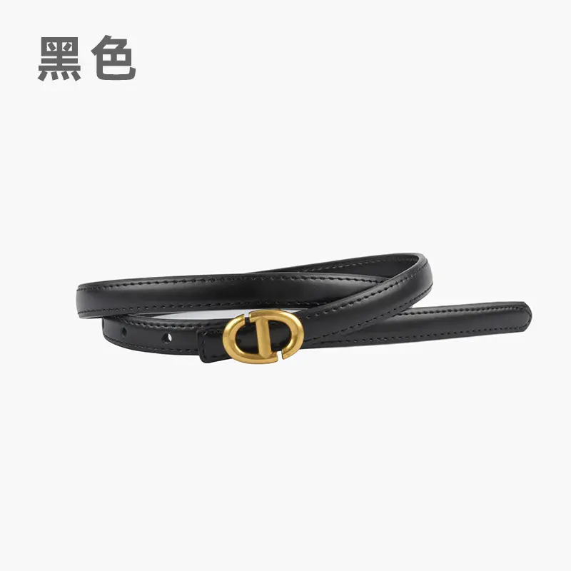 New Leather Ladies Belt with Gold Logo