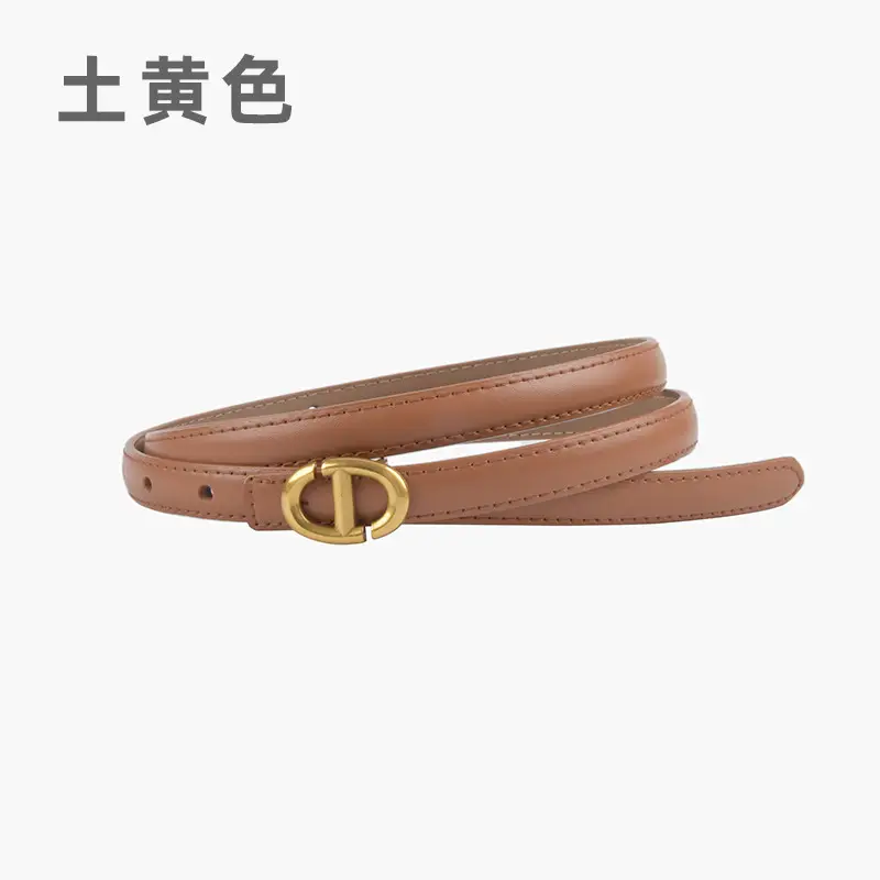New Leather Ladies Belt with Gold Logo - Image 10