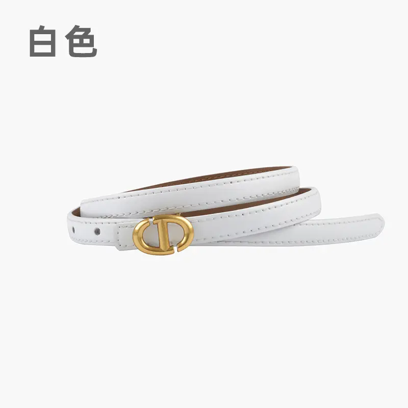 New Leather Ladies Belt with Gold Logo - Image 2